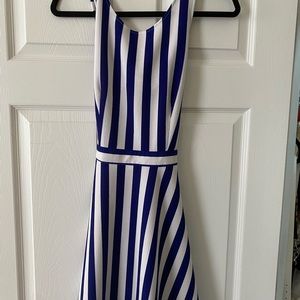 Blue and white striped dress with an open back!